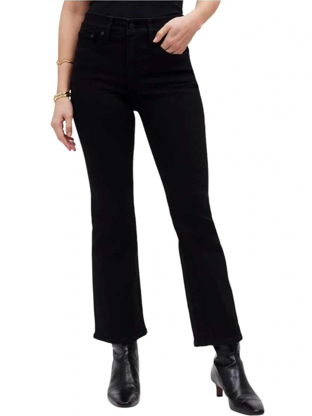Madewell Jeans Tall Kick Out Crop Black Rinse Wash Mid Rise Women’s Size 33T
